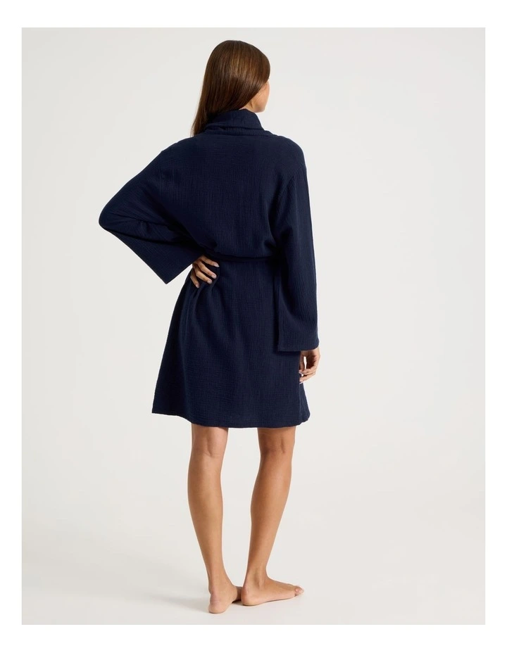 Divine Cheesecloth Robe in Navy image 5