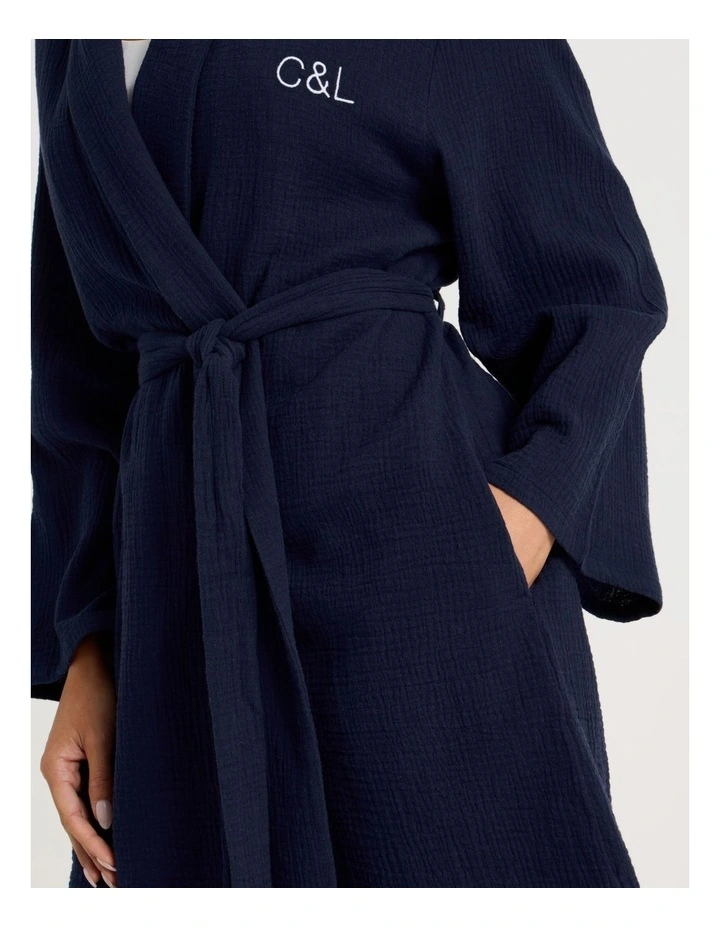 Divine Cheesecloth Robe in Navy image 6