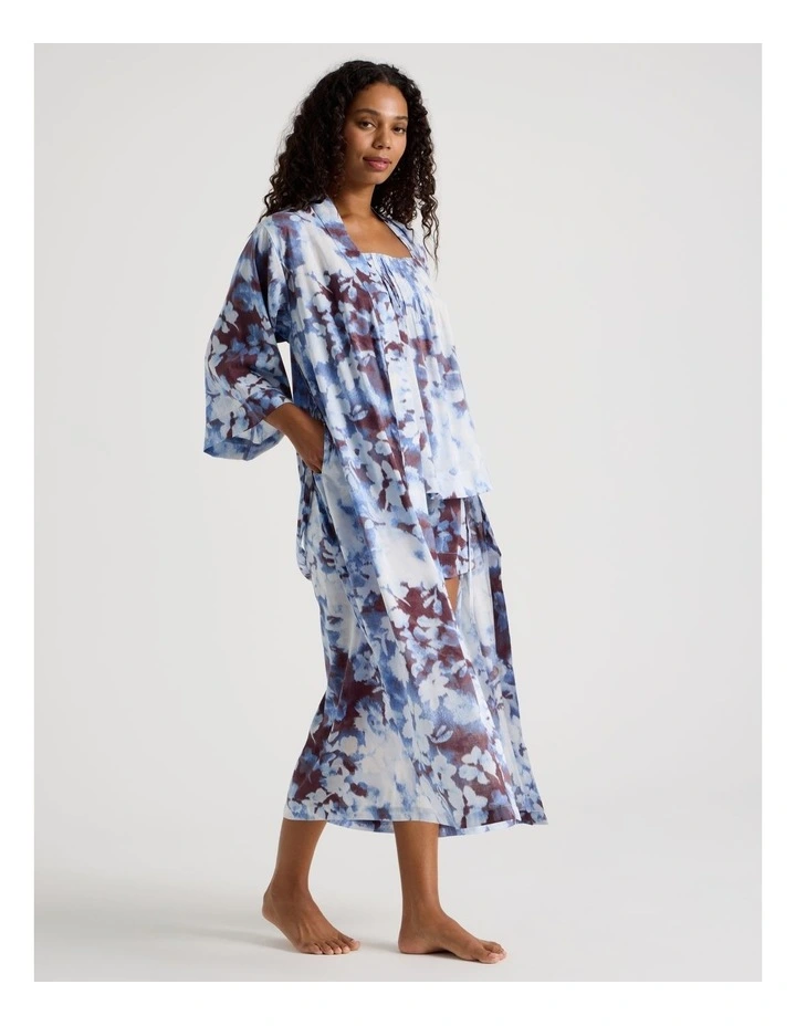 Serene Woven Long Robe in Blur Floral Print image 1