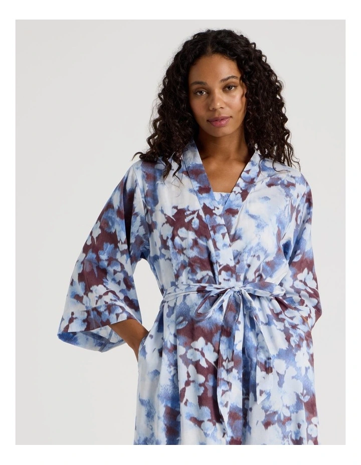 Serene Woven Long Robe in Blur Floral Print image 2