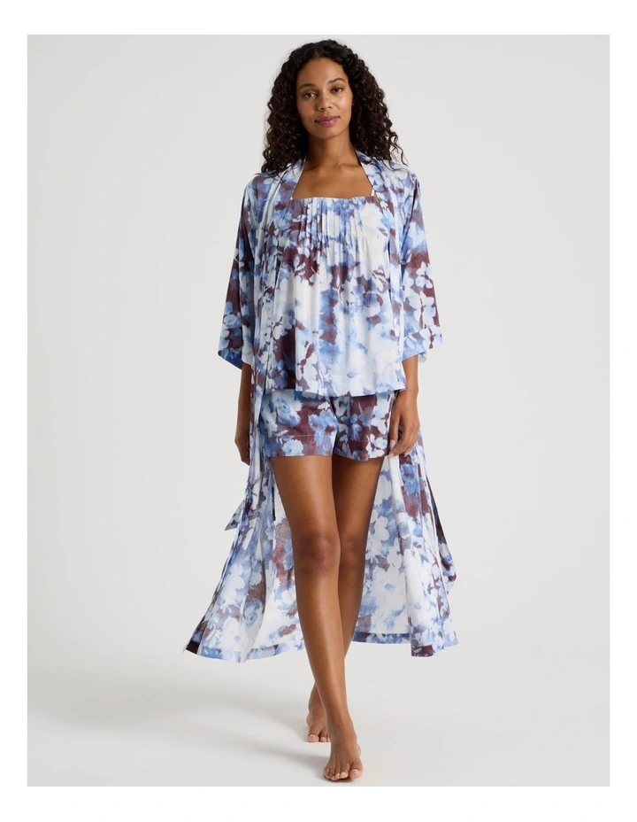 Serene Woven Long Robe in Blur Floral Print image 3