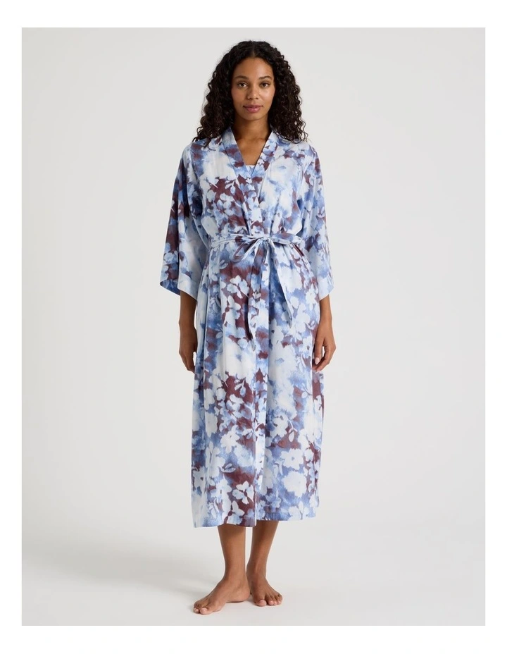 Serene Woven Long Robe in Blur Floral Print image 4