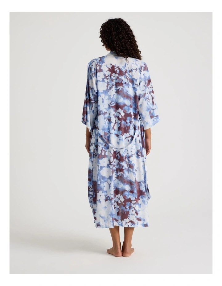 Serene Woven Long Robe in Blur Floral Print image 5
