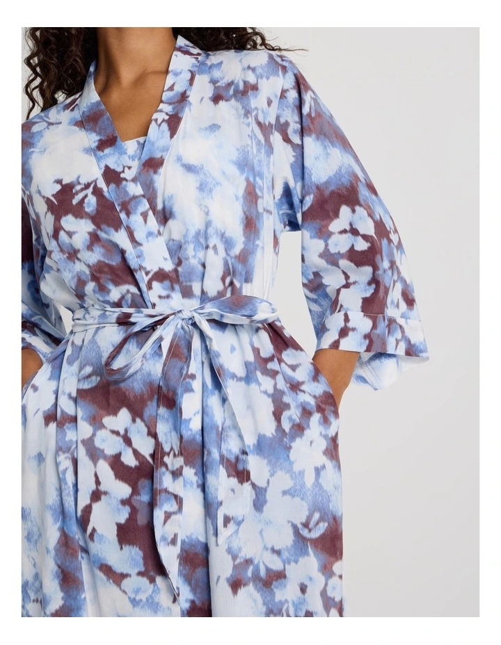 Serene Woven Long Robe in Blur Floral Print image 6