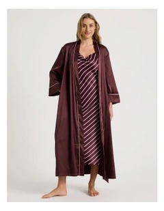 Luxe Satin Long Robe in Raisin
