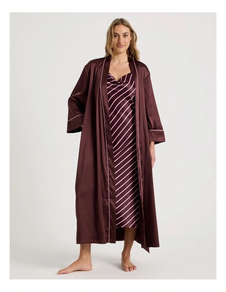 Luxe Satin Long Robe in Raisin image 1