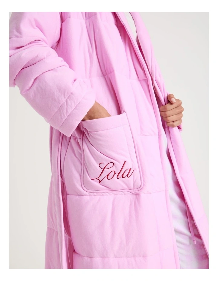Lola Quilted Robe in Fairy Floss Pink image 2