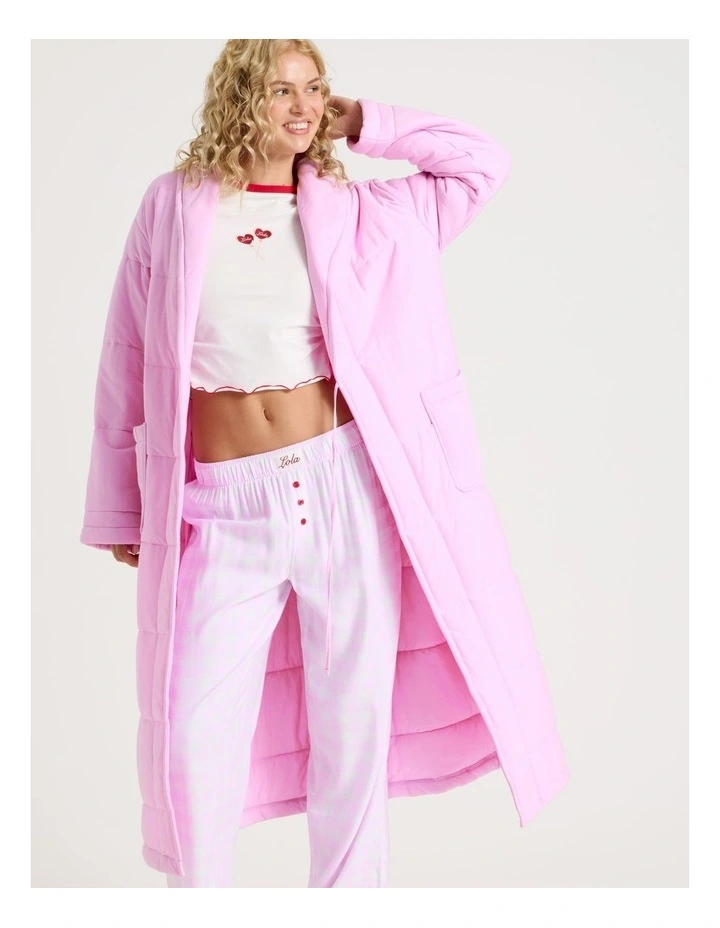 Lola Quilted Robe in Fairy Floss Pink image 3