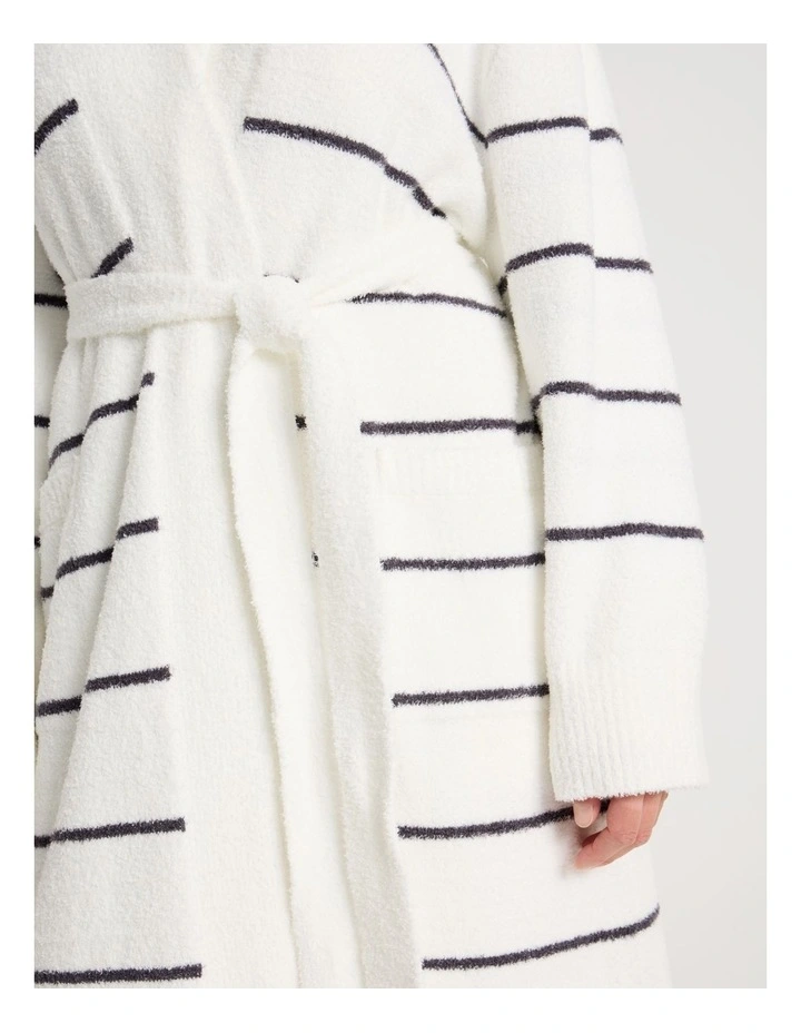 Cosy Boucle Long Robe in Ivory Y/D Stripe image 6