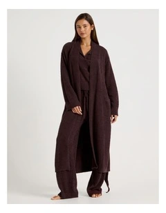 Cosy Boucle Long Robe in Burnt Fig