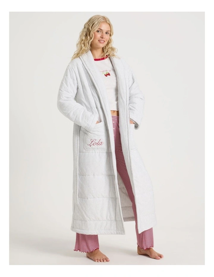 Lola Quilted Robe in Grey Marle image 1
