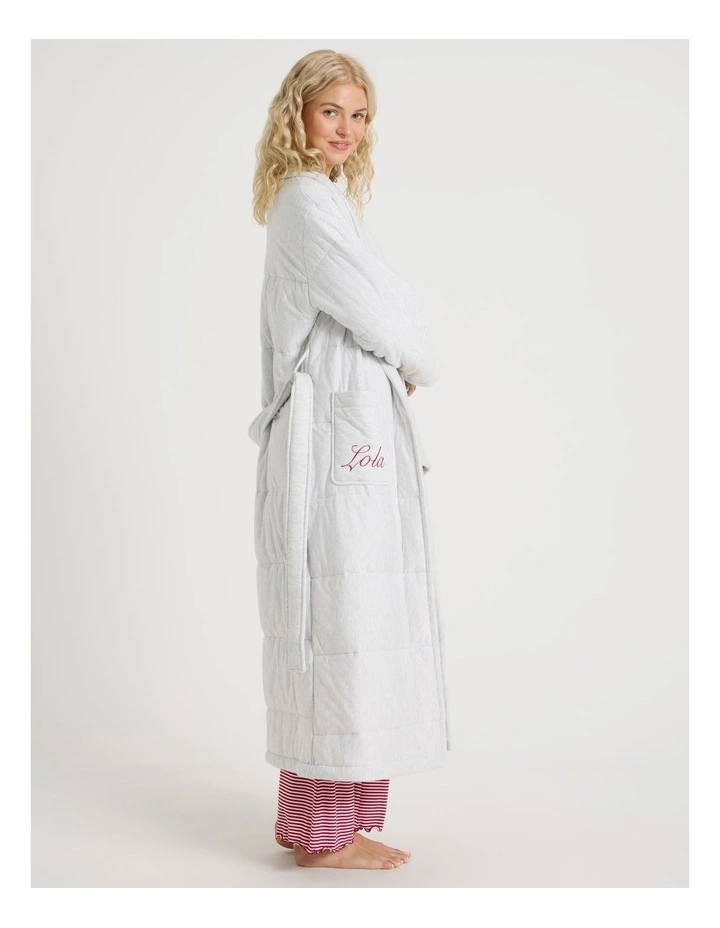 Lola Quilted Robe in Grey Marle image 2