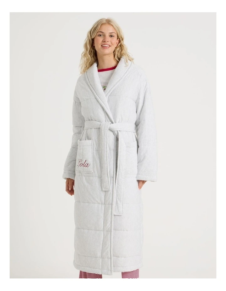 Lola Quilted Robe in Grey Marle image 3