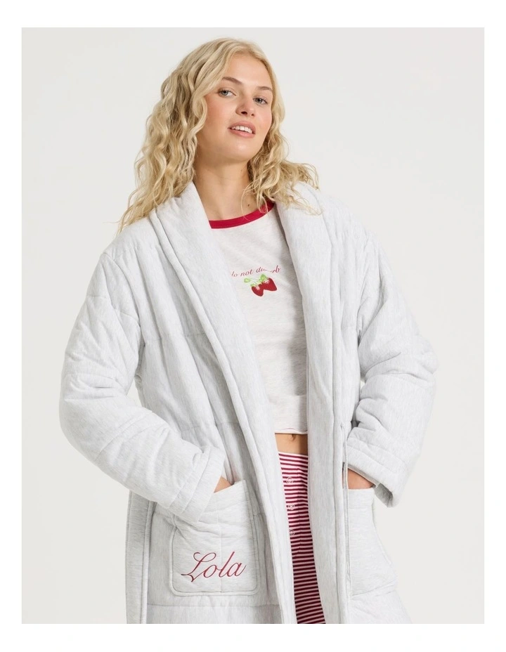 Lola Quilted Robe in Grey Marle image 4