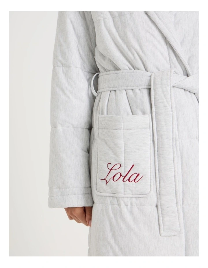 Lola Quilted Robe in Grey Marle image 6