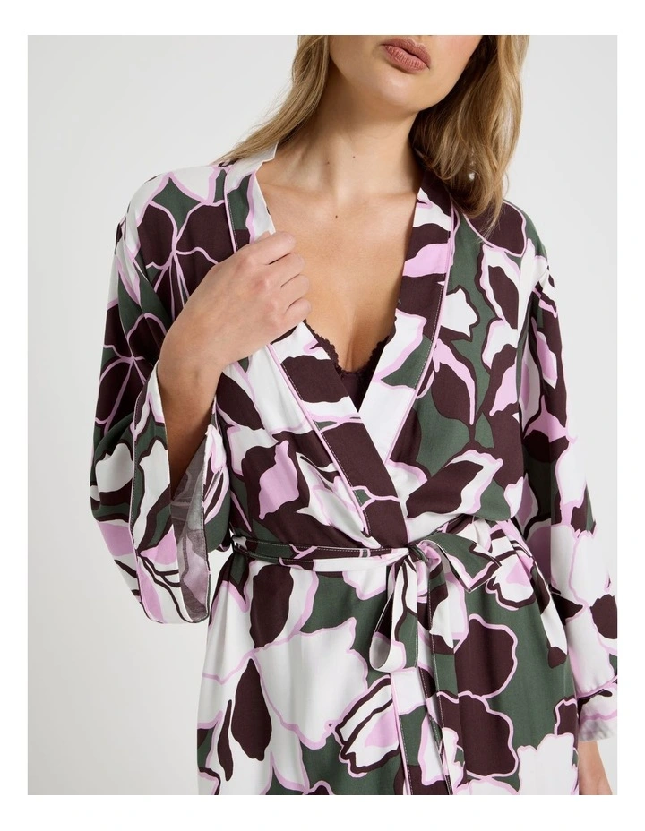 Serene Viscose Twill Long Robe in Outline Floral Print image 4