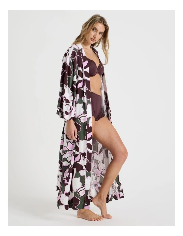 Serene Viscose Twill Long Robe in Outline Floral Print image 5