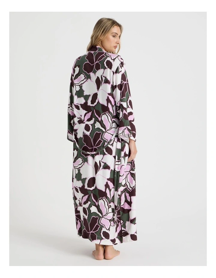 Serene Viscose Twill Long Robe in Outline Floral Print image 6