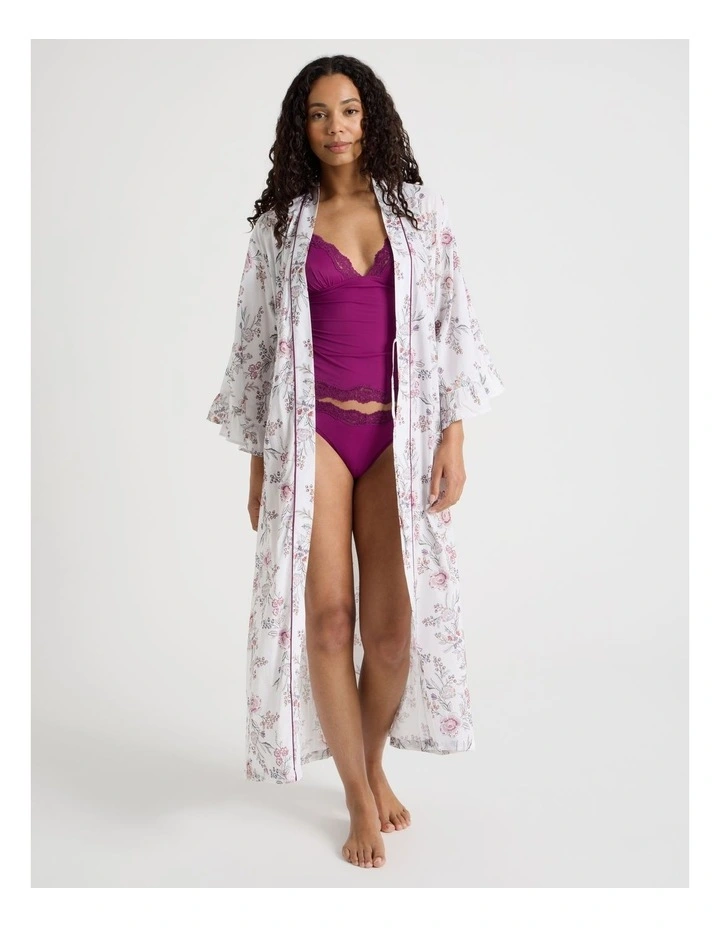 Serene Woven Viscose Frill Midi Robe in Foliage Print image 7