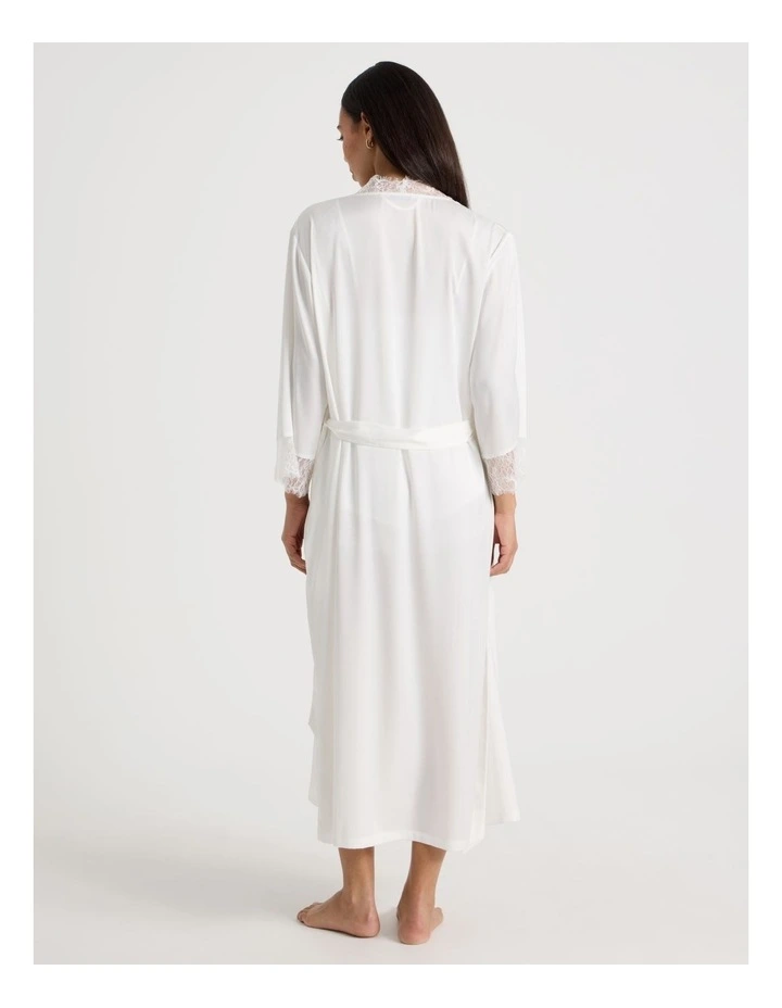 The Vow Satin & Eyelash Lace Robe in Ivory image 6