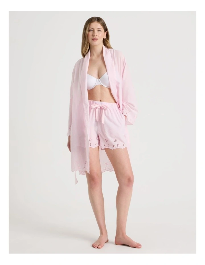 Divine Cotton Broderie Robe in Soft Pink image 1