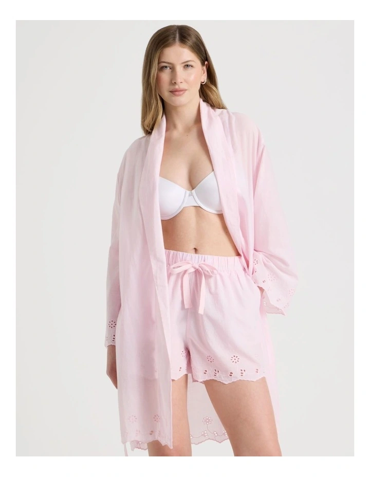 Divine Cotton Broderie Robe in Soft Pink image 4