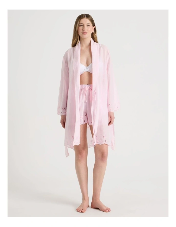 Divine Cotton Broderie Robe in Soft Pink image 5