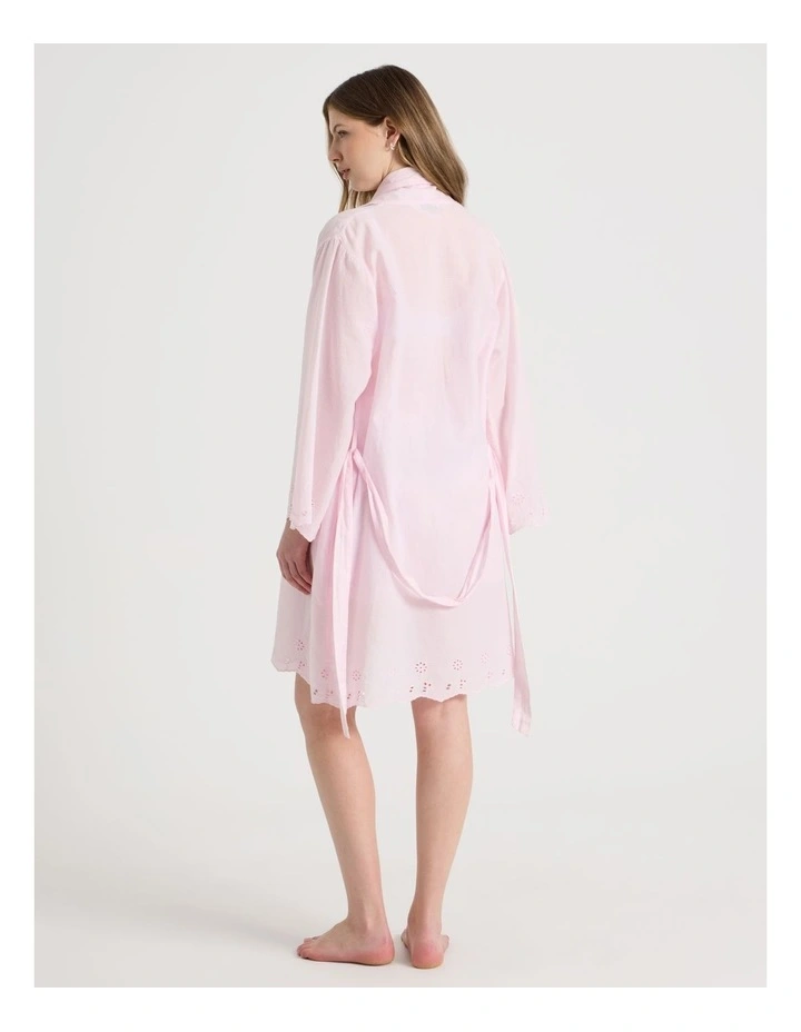 Divine Cotton Broderie Robe in Soft Pink image 6