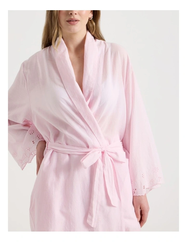 Divine Cotton Broderie Robe in Soft Pink image 7