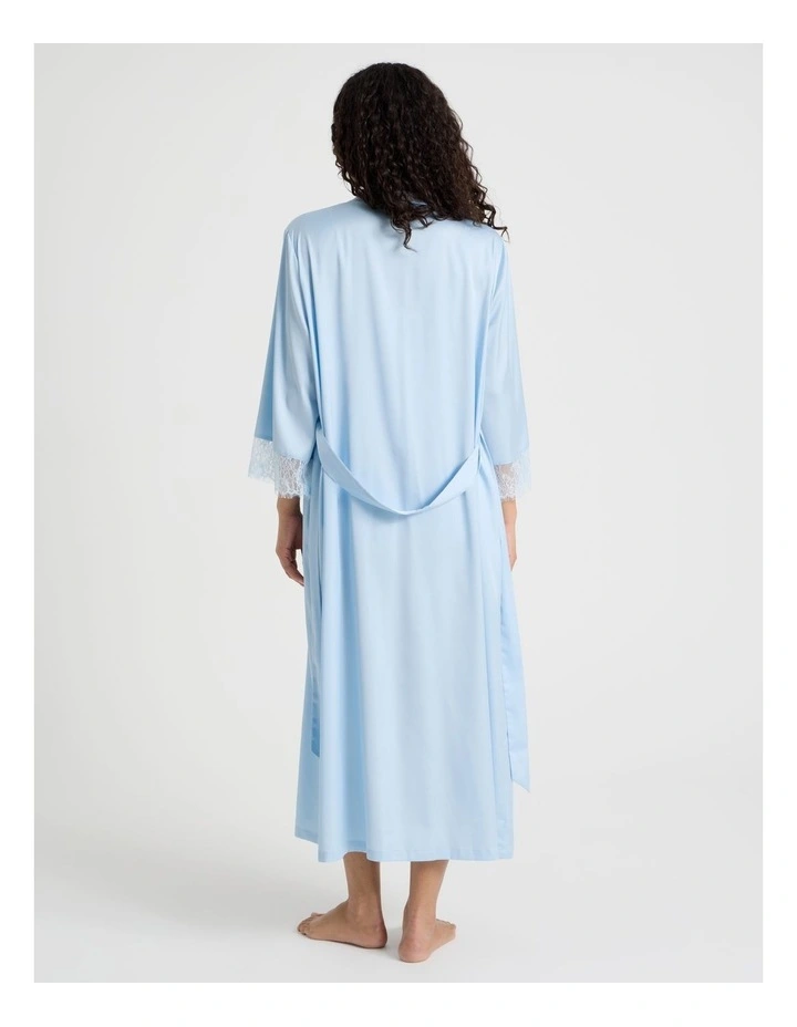 The Vow Satin & Eyelash Lace Robe in Powder Blue image 6