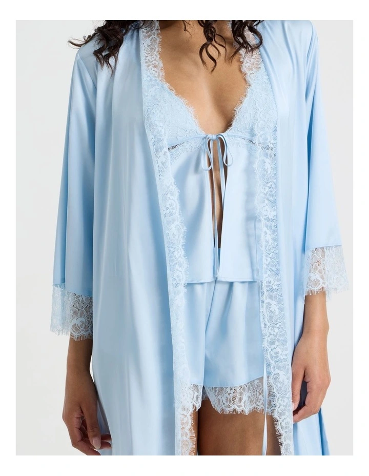 The Vow Satin & Eyelash Lace Robe in Powder Blue image 7