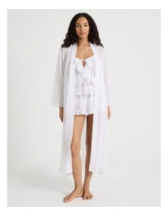 The Vow Chiffon Sheer Frill Robe in Ivory