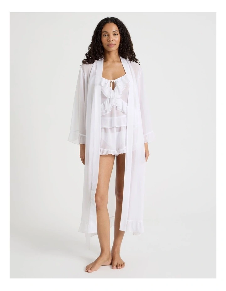 The Vow Chiffon Sheer Frill Robe in Ivory image 1