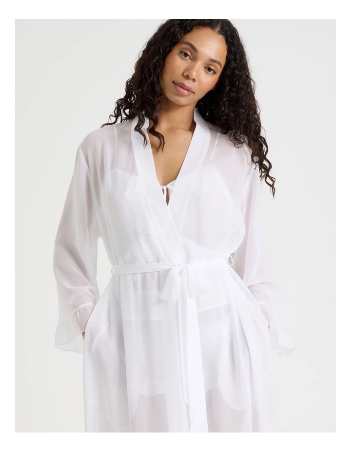 The Vow Chiffon Sheer Frill Robe in Ivory image 2