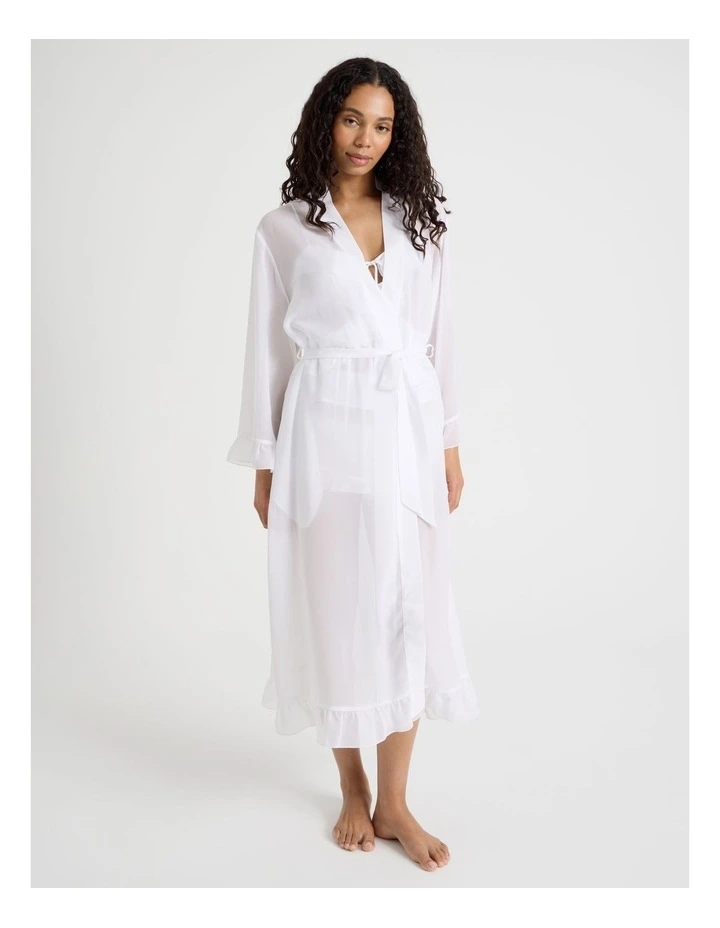 The Vow Chiffon Sheer Frill Robe in Ivory image 3