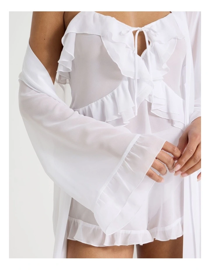 The Vow Chiffon Sheer Frill Robe in Ivory image 4