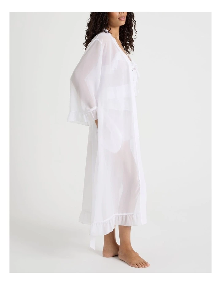 The Vow Chiffon Sheer Frill Robe in Ivory image 6
