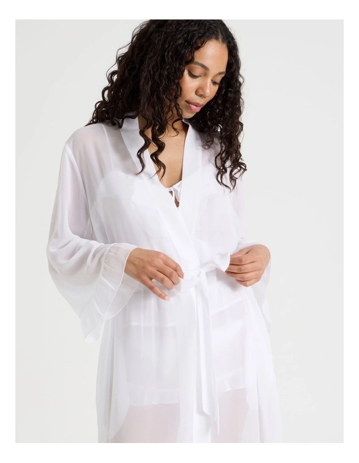 The Vow Chiffon Sheer Frill Robe in Ivory image 7