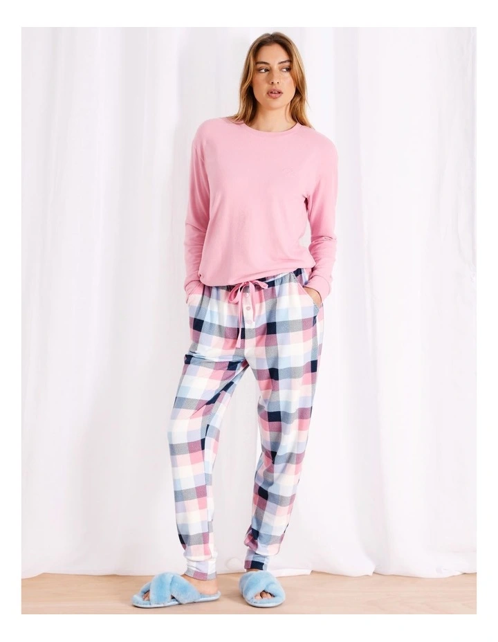 Supersoft Cuffed Pant in Blue and Pink image 1