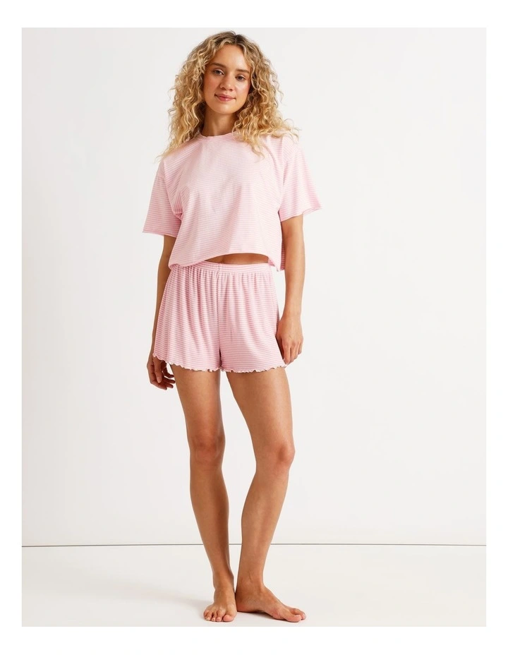 Rib Short in Pink Sorbet Y/D Stripe image 4