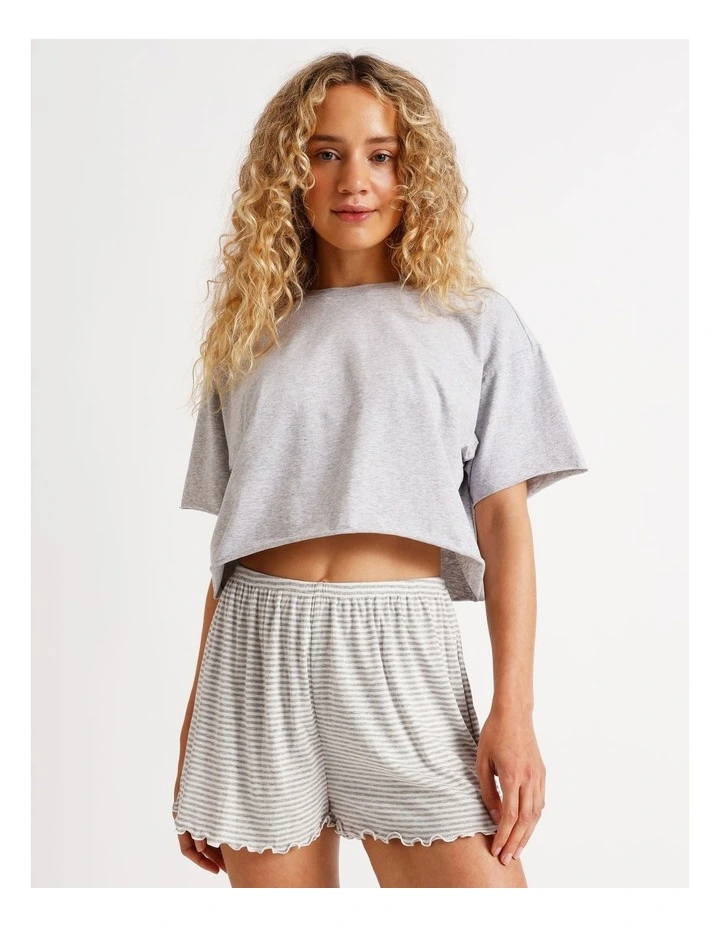 Lola Rib Short in Grey Y/D Stripe image 3