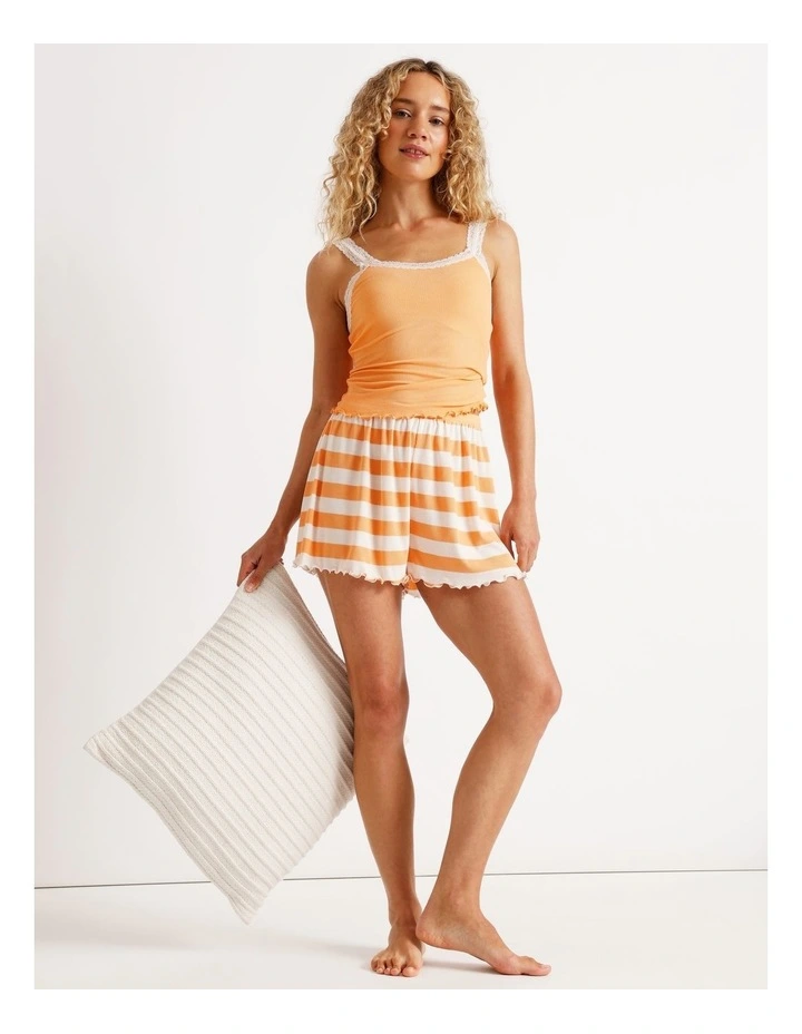 Rib Short in Peach Y/D Stripe image 1