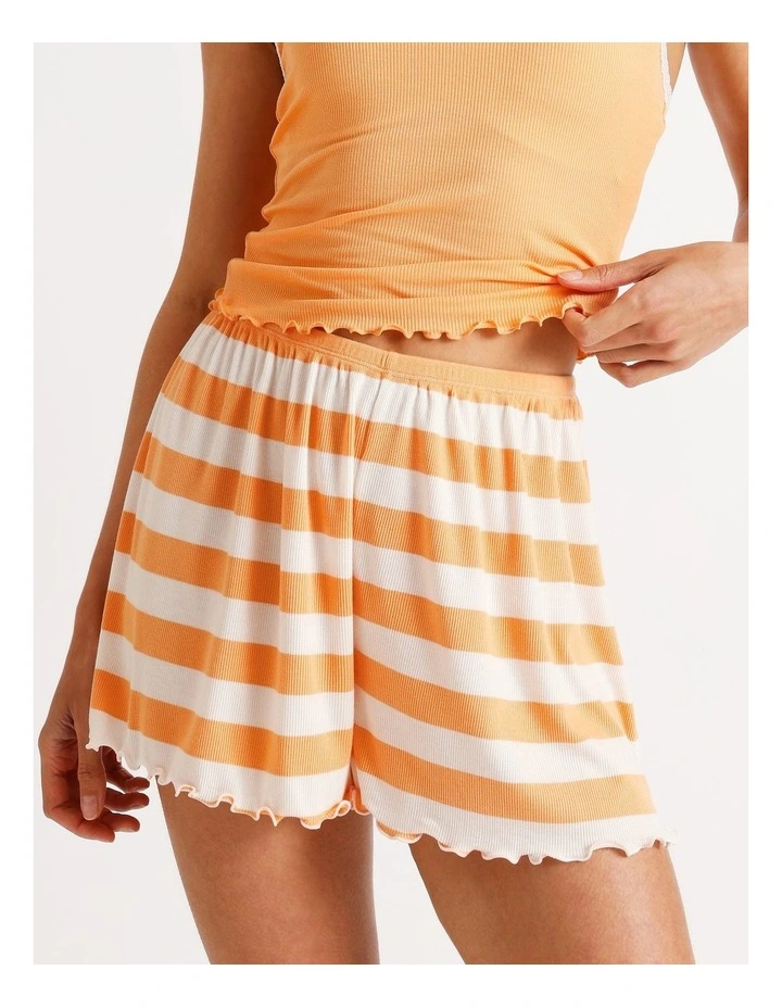 Rib Short in Peach Y/D Stripe image 2