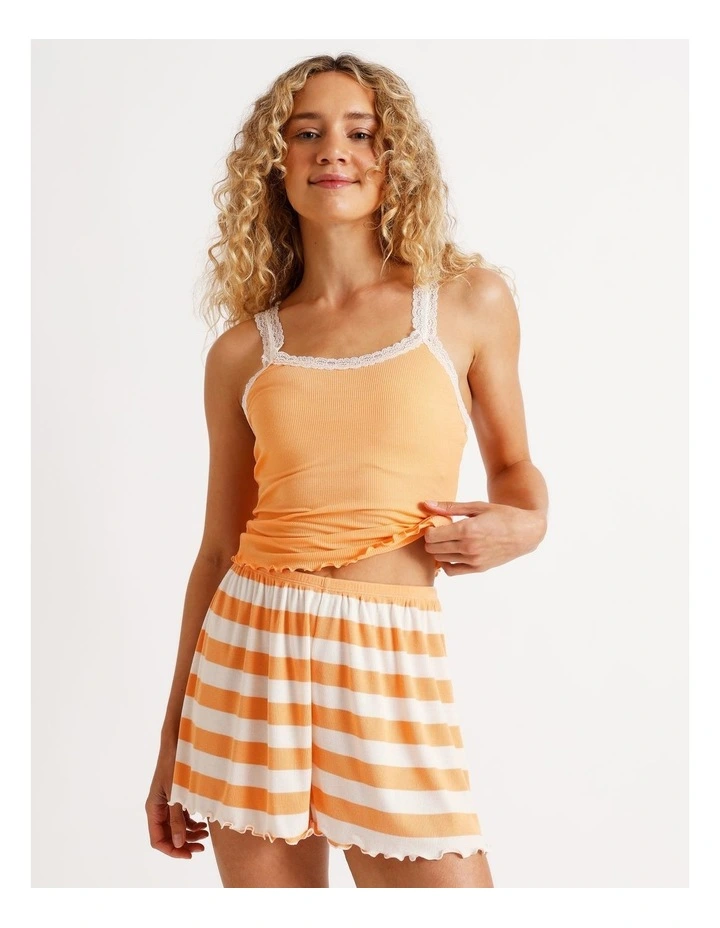 Rib Short in Peach Y/D Stripe image 3