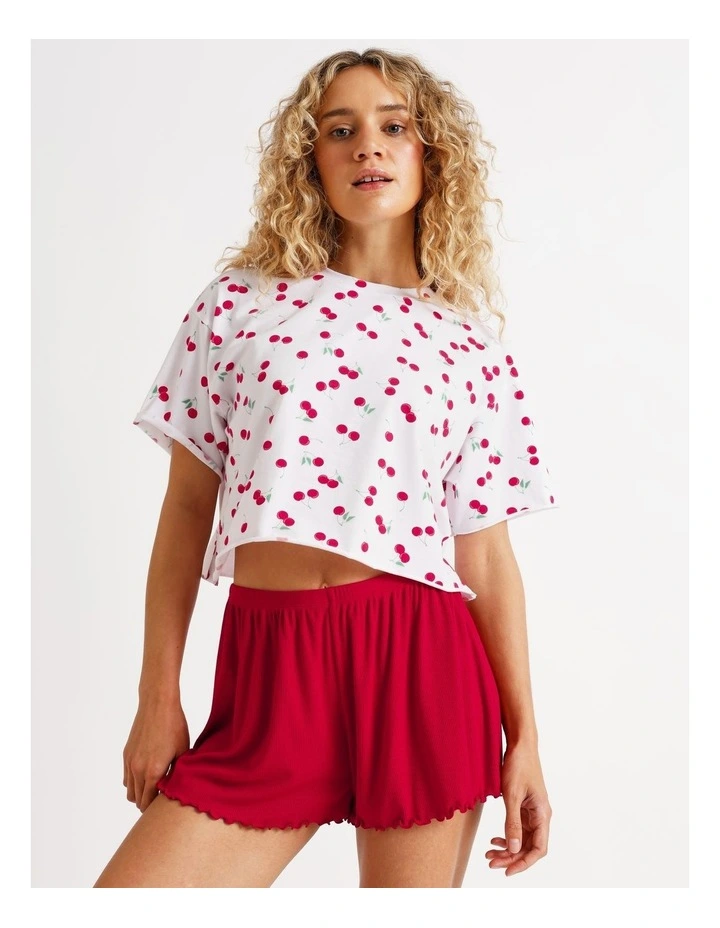 Rib Short in Chilli Red image 2