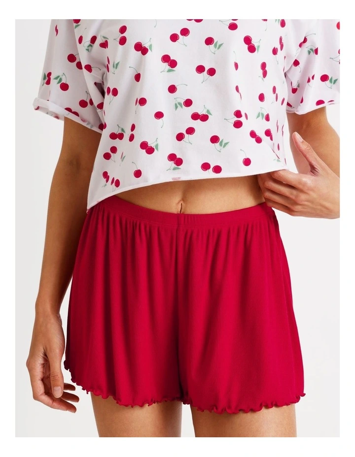 Rib Short in Chilli Red image 3