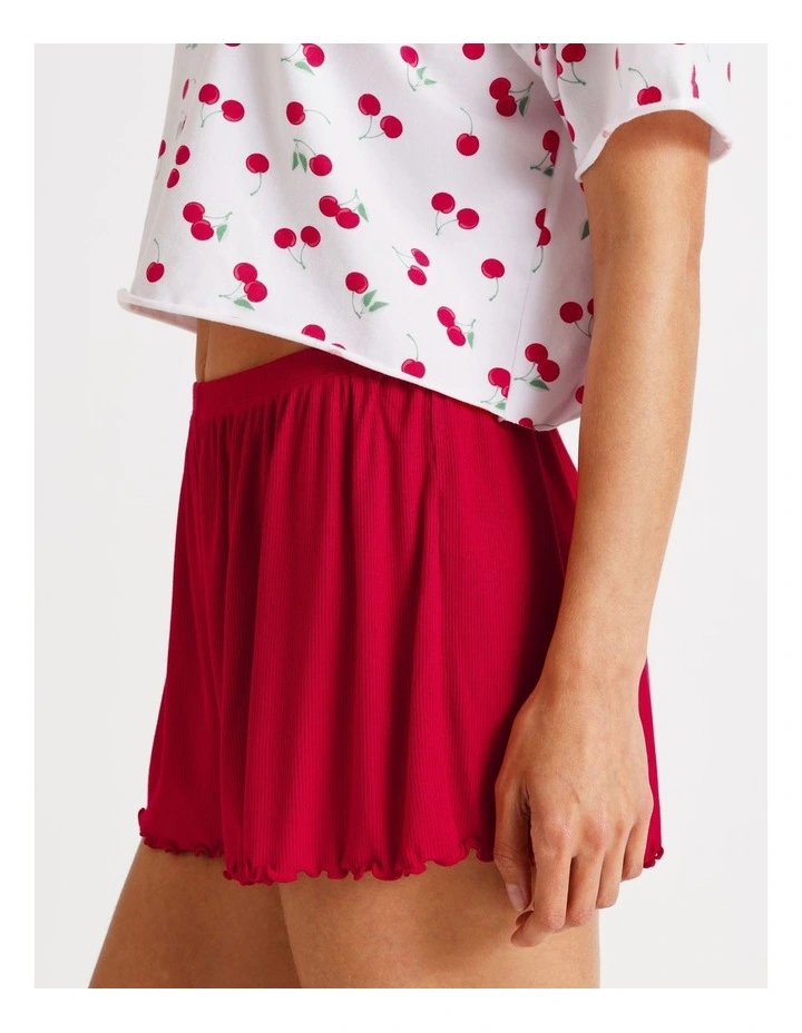 Rib Short in Chilli Red image 4