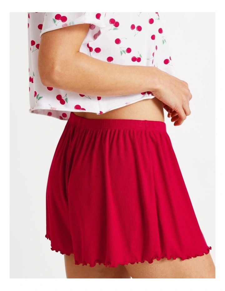 Rib Short in Chilli Red image 6