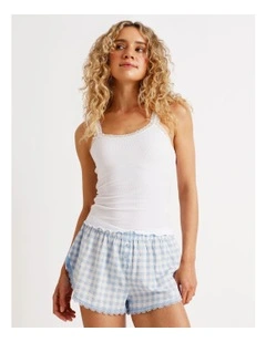 Lola Woven Boxer Short in Blue Gingham Print