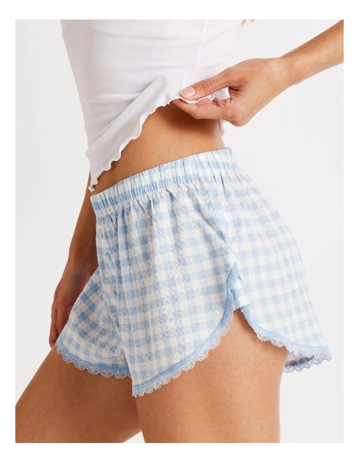 Lola Woven Boxer Short in Blue Gingham Print image 4